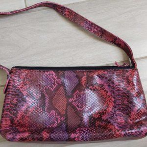 BCBG Maxazria Multi Pink Italian Leather Snakeskin Handbag.   Size  6x11